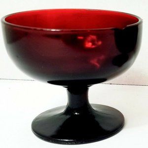 ANCHOR HOCKING 2 Footed Royal Ruby Red Smooth Stem